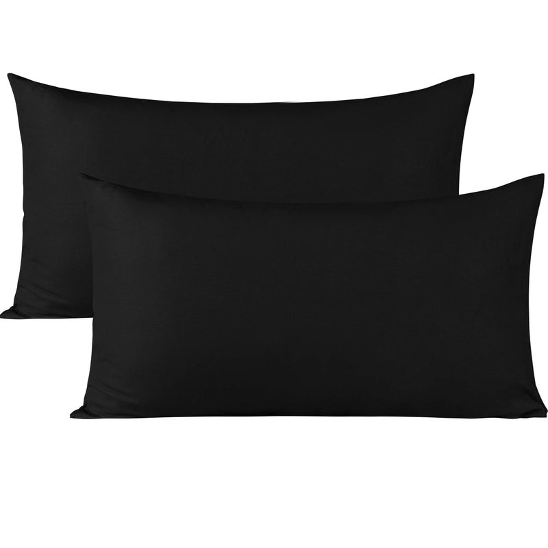 BEDSUM Microfiber King Pillowcases Set of 2, Soft Wrinkle Resistant and Easy Care Pillow Cases with Envelope Closure for Kids, 20x36 inches, Black - Image 1